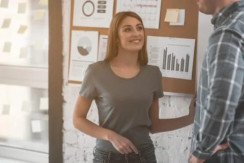 Two colleagues spending time in chatter Stock Photos