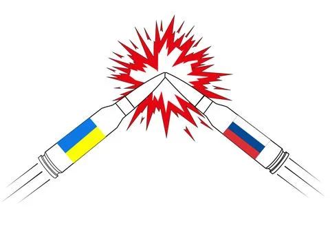 Two colliding bullets Stock Illustration