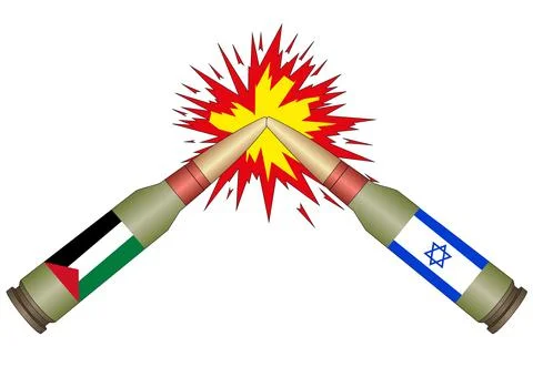 Two colliding bullets Stock Illustration