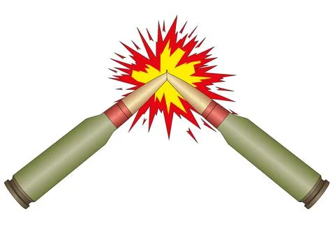Two colliding cartridges Stock Illustration