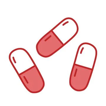 Two color capsule tablets or pills, cold and flu treatment, vector Stock Illustration