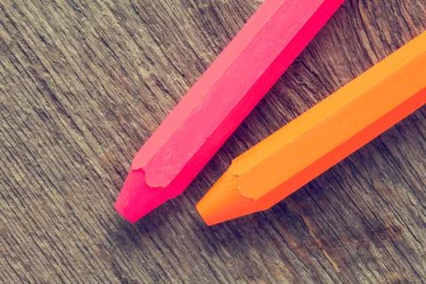Two color crayons Stock Photos