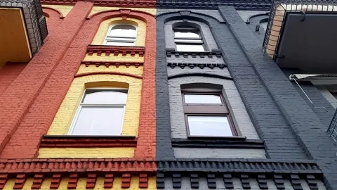 Two-color facade of old historical building after reconstruction. Stock Footage 269219864