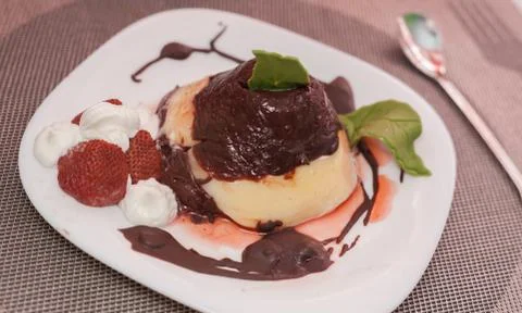 Two color homemade Pudding Stock Photos