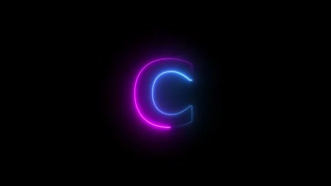 Two color neon line C letter animation on black background. looping trendy .. Stock Footage 293484446