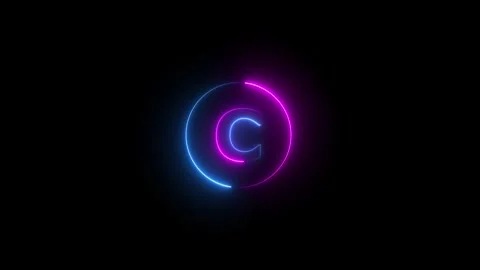 Two color neon line C letter animation on black background. looping trendy .. Stock Footage 293484447
