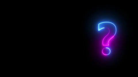 Two color neon question mark symbol on alpha. neon line question mark icon .. Stock Footage 293484619