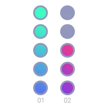 Two color palettes showing a gradient of blue and green tones versus blue and Stock Illustration