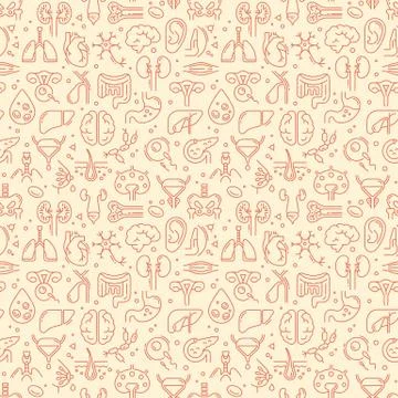 Two-color seamless vector pattern on a medical theme consisting of internal 스톡 일러스트