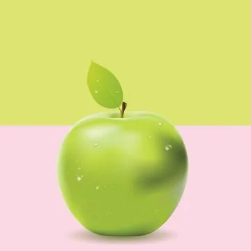 Two colored background with green apple Illustrazione stock
