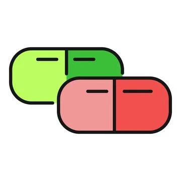 Two colored capsules representing medical treatment and healthcare Stock Illustration