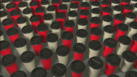 Two colored coffee cups background. 3d abstract render with bright light and sha Stock-Footage 157640600