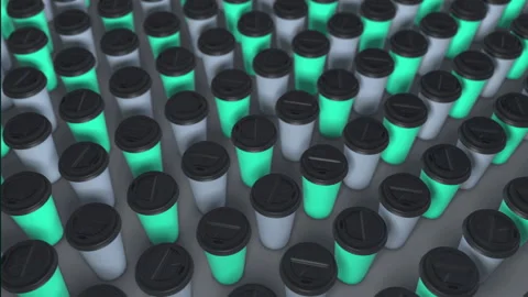 Two colored coffee cups background. 3d abstract render with bright light and sha Video stock 157643063