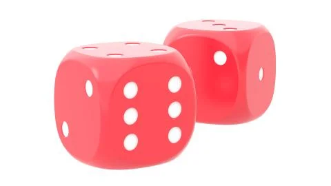 Two colored dice on a white background. 3D rendering. Illustration