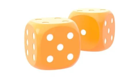 Two colored dice on a white background. 3D rendering. Иллюстрация