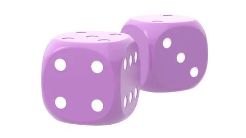 Two colored dice on a white background. 3D rendering. Stock Illustration