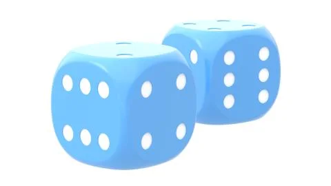 Two colored dice on a white background. 3D rendering. 库存插图
