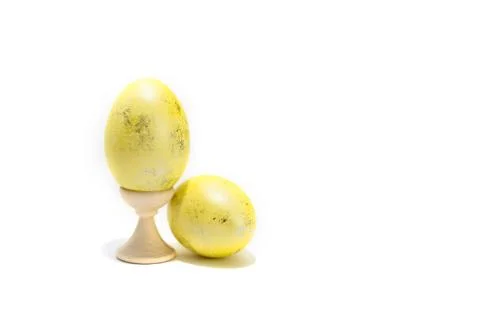 Two colored easter eggs isolated on the white background. Stock Photos