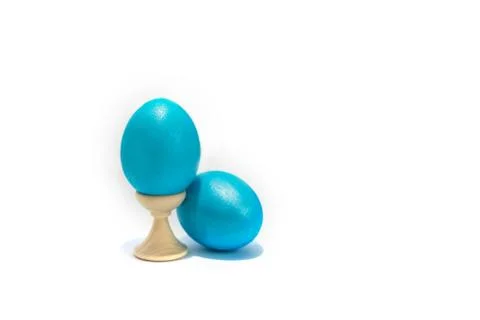 Two colored easter eggs isolated on the white background. Stock Photos