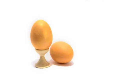 Two colored easter eggs isolated on the white background. Stock Photos