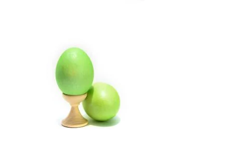 Two colored easter eggs isolated on the white background. Stock Photos
