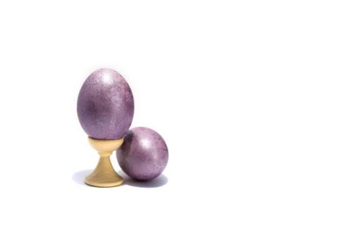 Two colored easter eggs isolated on the white background. Stock Photos