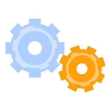 Two colored gears interlocking representing teamwork concept Stock Illustration