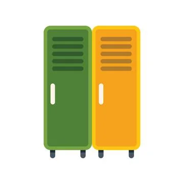 Two colored lockers representing school or gym storage Illustrazione stock
