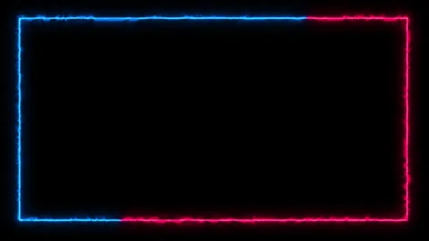 Two colored rectangle shaped neon light frame with looping motion. Видео 139124224