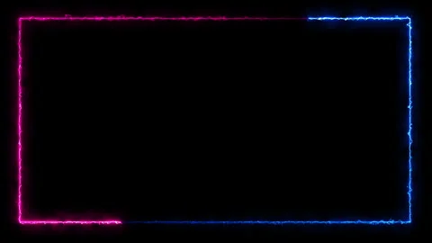 Two colored rectangle shaped neon light frame with looping motion. Видео 139124234