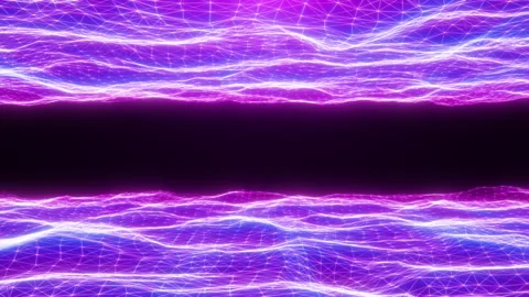 Two colored wavy surfaces made of interlaced dots and lines 2 Stock Footage 277903473