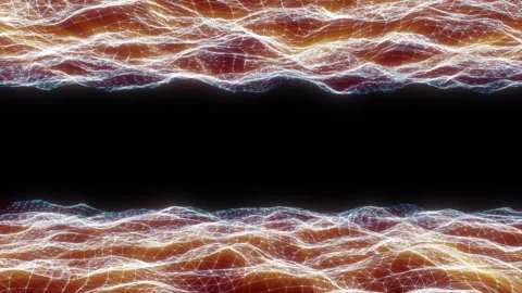 Two colored wavy surfaces made of interlaced dots and lines 3 Video stock 277904005