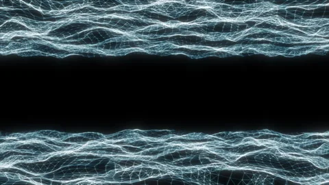 Two colored wavy surfaces made of interlaced dots and lines 4 Stock Footage 277904157