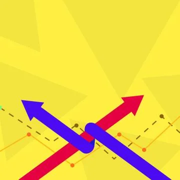 Two Colorful Arrows where One is Intertwined to the other as Symbol of Stock Illustration