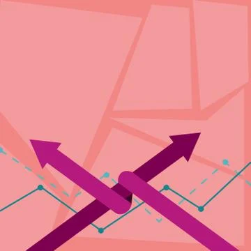 Two Colorful Arrows where One is Intertwined to the other as Symbol of Stock Illustration