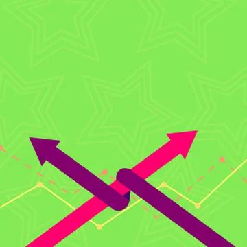 Two Colorful Arrows where One is Intertwined to the other as Symbol of Stock Illustration
