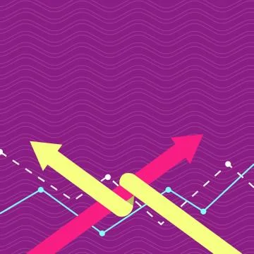 Two Colorful Arrows where One is Intertwined to the other as Symbol of Stock Illustration