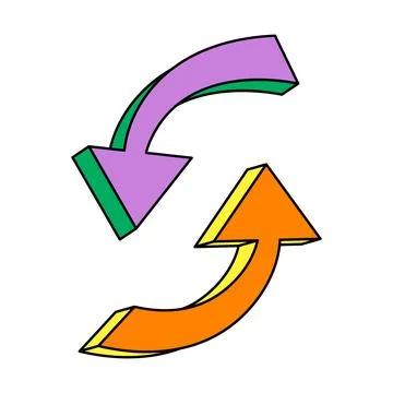 Two colorful curved arrows. Vector arrows for navigation, exchange and workflow イラスト素材