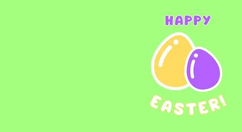 Two colorful Easter eggs with Happy Easter text on a green background Stock Illustration