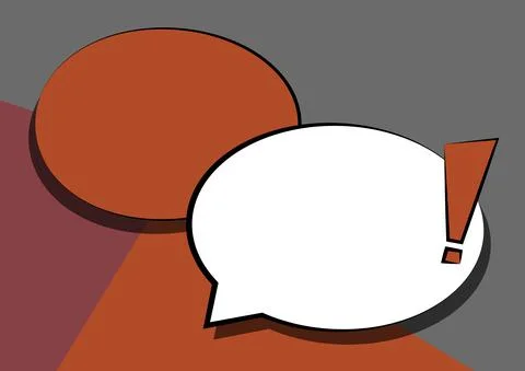 Two Colorful Overlapping Speech Bubble Drawing With Exclamation Mark. Double Illustrazione stock