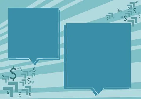 Two Colorful Overlapping Speech Bubble Drawing With Dollar Sign. Double Flashy Stock Illustration