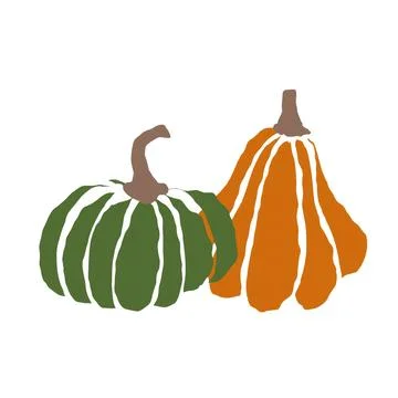 Two colorful pumpkins displayed together, showcasing autumn harvest beauty Stock Illustration