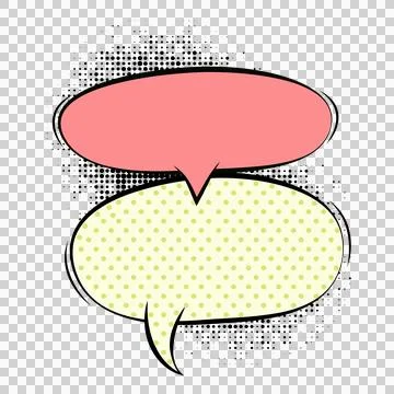 Two colorful speech bubbles with halftone pattern on a transparent backgrou.. 스톡 일러스트