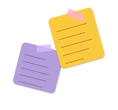 Two colorful sticky notes with lines icon Stock Illustration