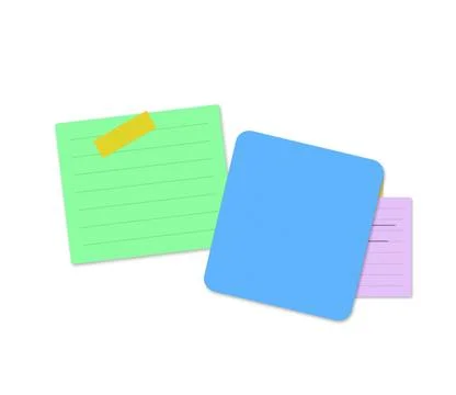 Two colorful sticky notes overlapping on white Stock Illustration