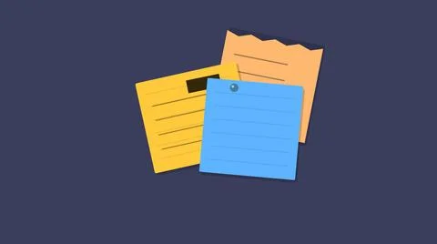 Two colorful sticky notes with paper clip Stock Illustration