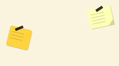Two colorful sticky notes with paper clips Stock Illustration