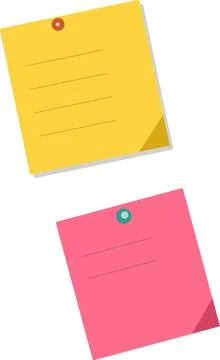 Two colorful sticky notes with pins Stock Illustration