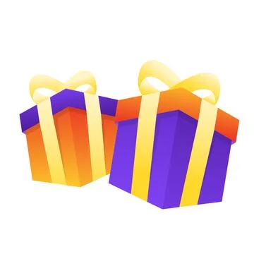 Two colorful wrapped gift boxes with yellow ribbons vetor illustration Stock Illustration