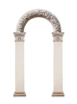 Two columns with an arch isolated on white background Fotos de archivo